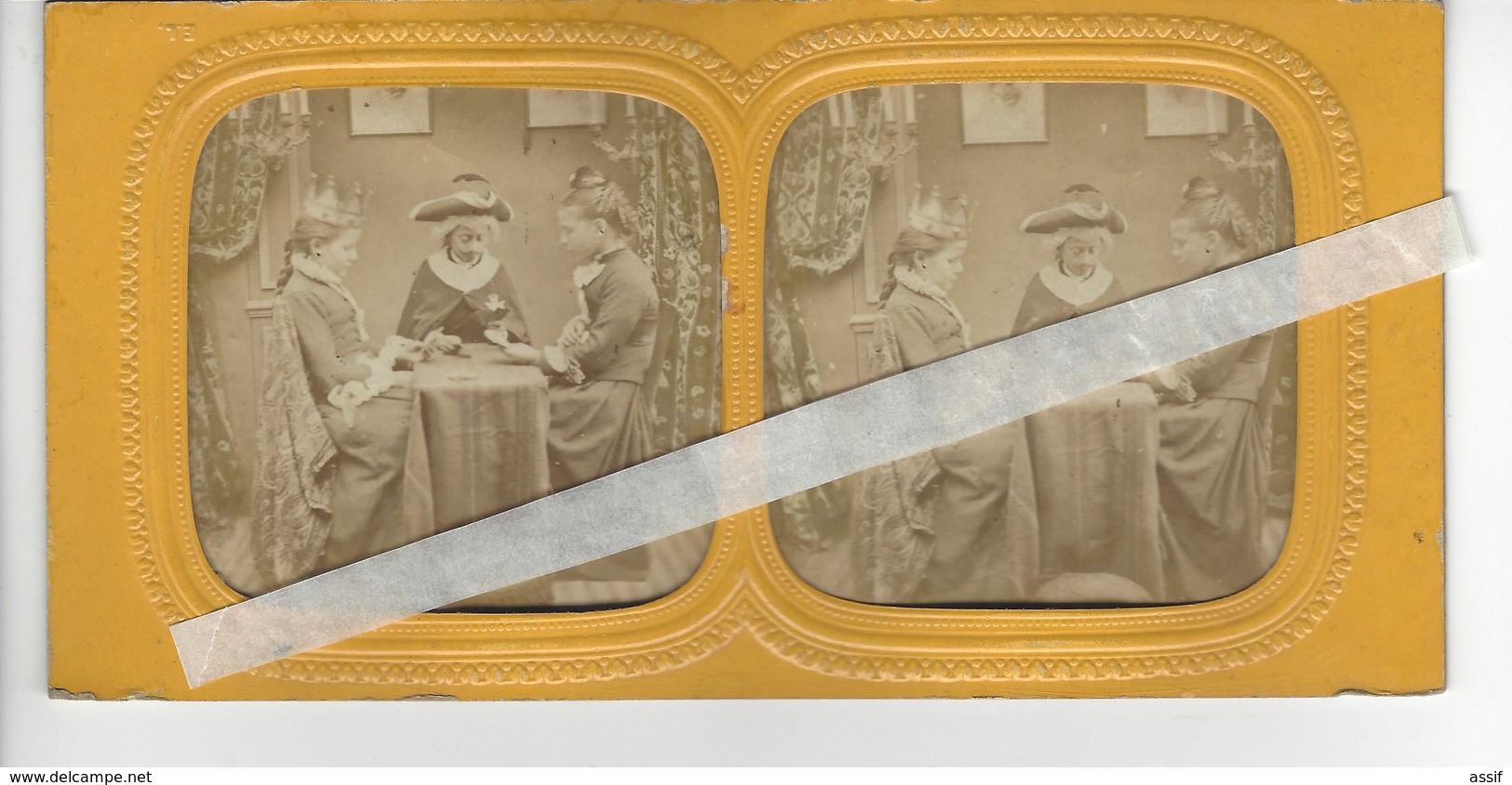 PHOTO STEREO Circa 1865 1870 JEU DE CARTES TAROT ? /FREE SHIPPING REGISTERED - Stereoscopio