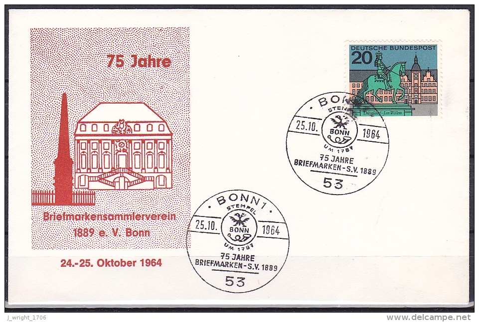 FRG/1964 - Capital Of Federal Lands/Hauptstadte Der Lander - 20 Pf Dusseldorf - Cover 'BONN 1, 75 JAHRE BRIEFMARKEN-SV' - Otros & Sin Clasificación