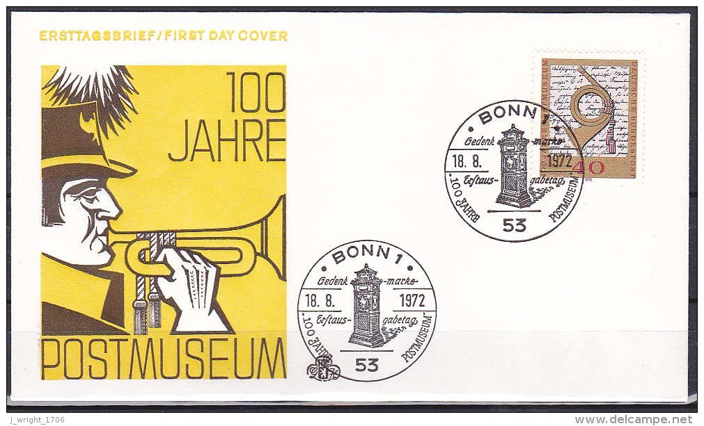 FRG/1972 - Postal Museum Centenary/100 Jahre Postmuseum - 40 Pf - FDC - Altri & Non Classificati