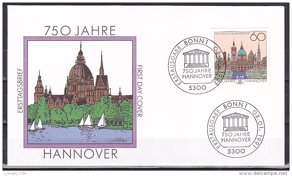 FRG/1991 - Hannover 750th Anniv./750 Jahre Hannover - 60 Pf - FDC - Autres & Non Classés