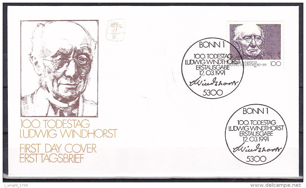 FRG/1991 - Ludwig Windhorst - 100 Pf - FDC - Other & Unclassified