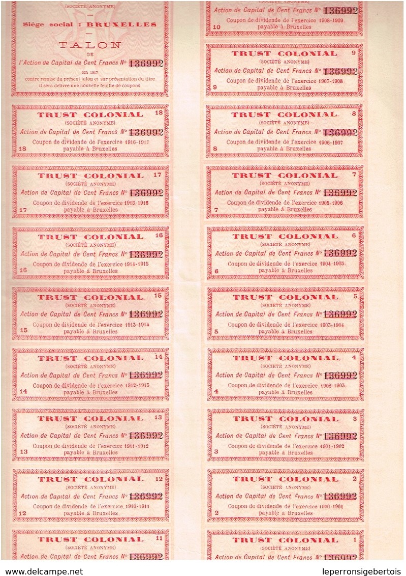 Action Ancienne - Trust Colonial -Action De Capital - Titre De 1899 -N° 136992 - Banque & Assurance