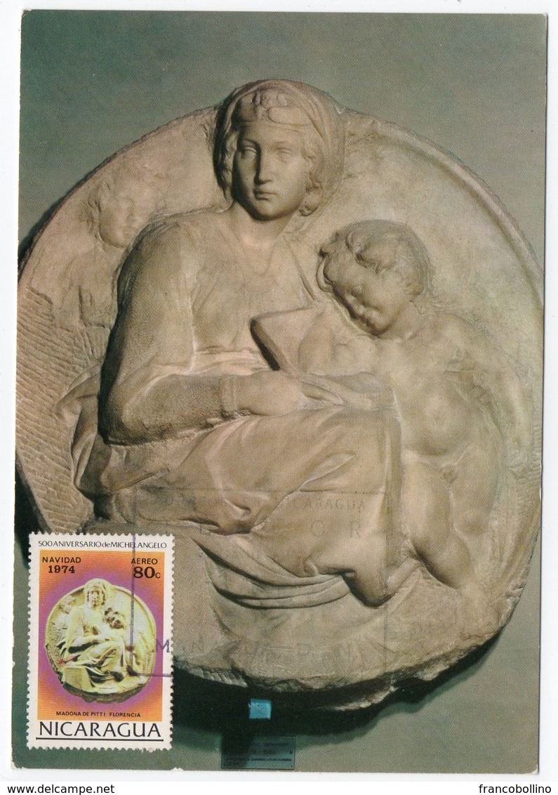 NICARAGUA - MAXIMUM CARD CHRISTMAS 1974 / MICHELANGELO 80c. THE HOLY VIRGIN WITH THE CHILD - Nicaragua