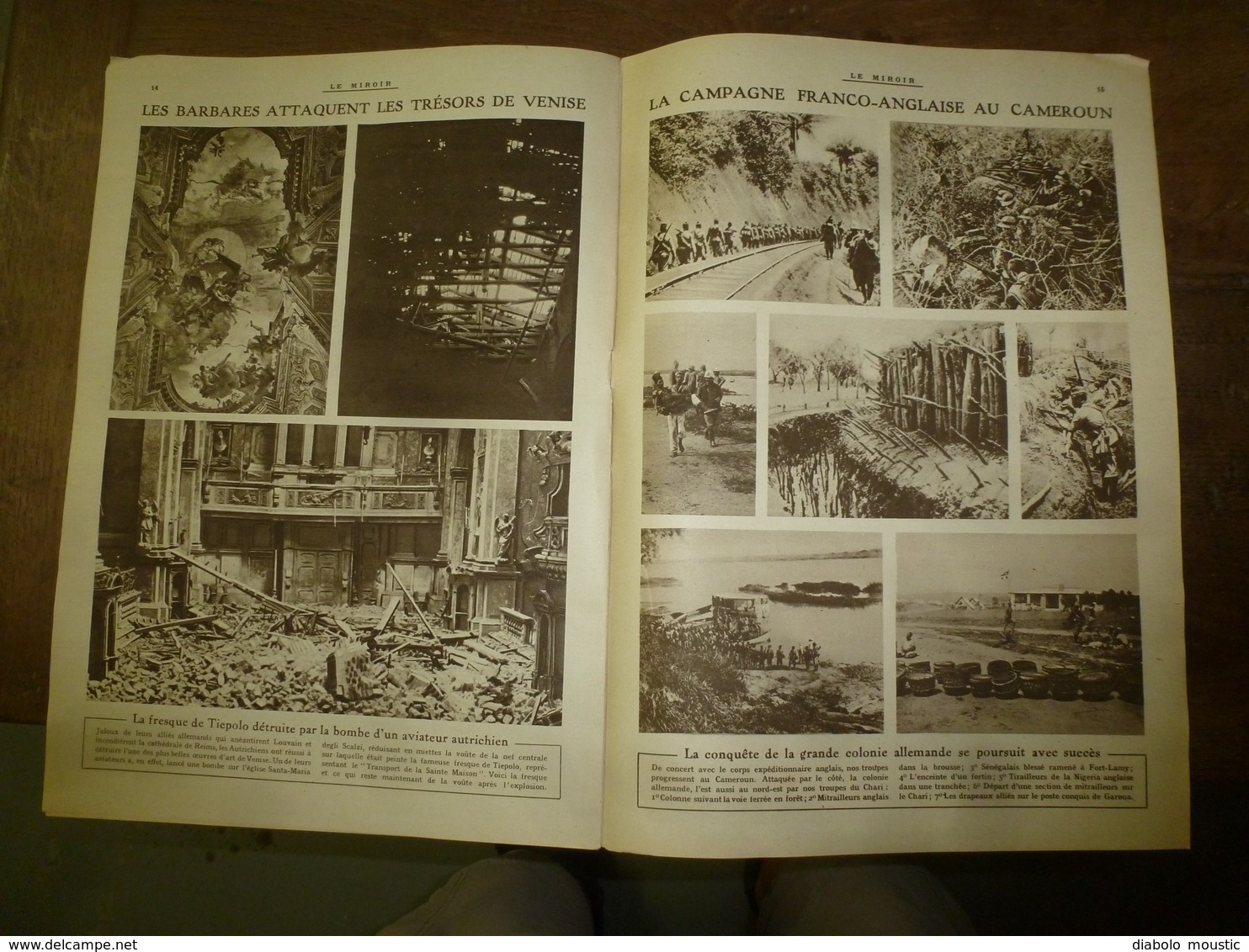 1915 LE MIROIR:Sept guerres pour ce vétéran serbe;Salonique;Venise et fresque deTiepolo;Franco-Anglais au Cameroun;etc