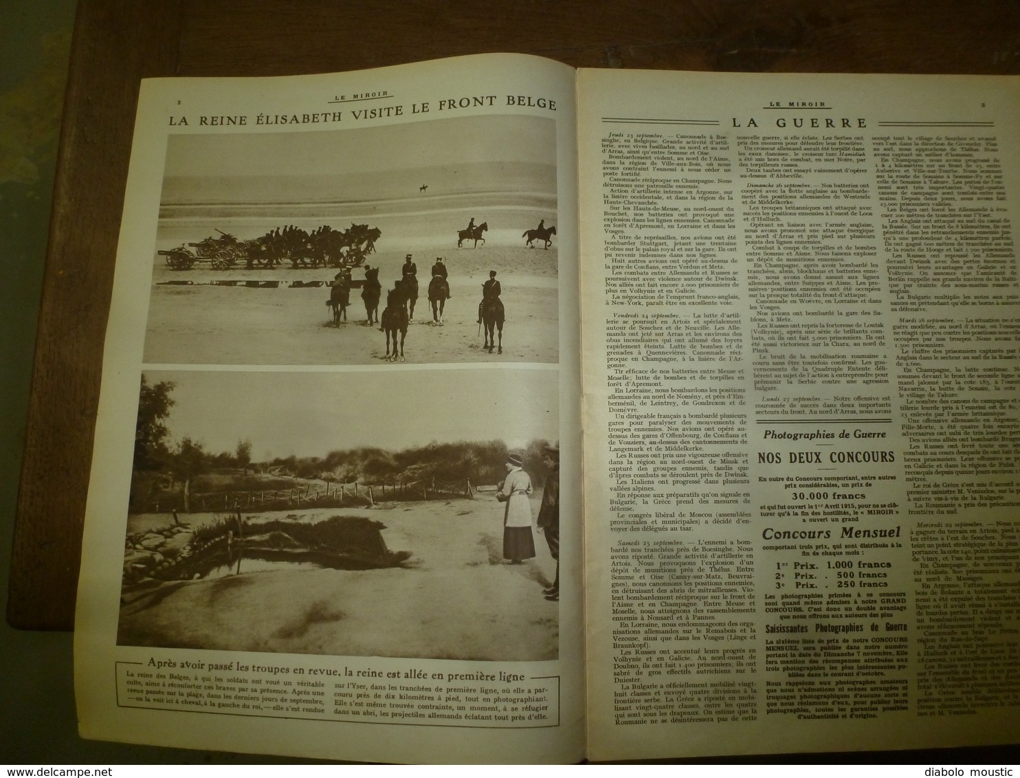 1915 LE MIROIR:Elisabeth Sur Front Belge;Grandes Figures De La Crise Balkanique;Battage Du Blé;Château De Soupir; Etc - Französisch