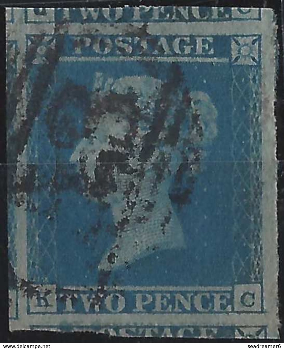 Grande Bretagne  N°4, 2 Penny Bleu Sur Azuré Tous Les Voisins Possibles !!! Marge Maxi LUXE !! - Used Stamps