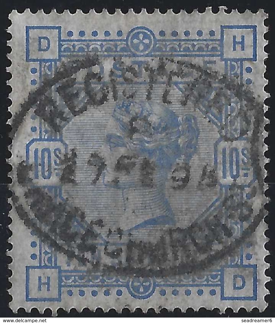 Grande Bretagne N°88, 10 Shilling Bleu/papier Blanc Oblitéré Superbe Signé Calves - Used Stamps