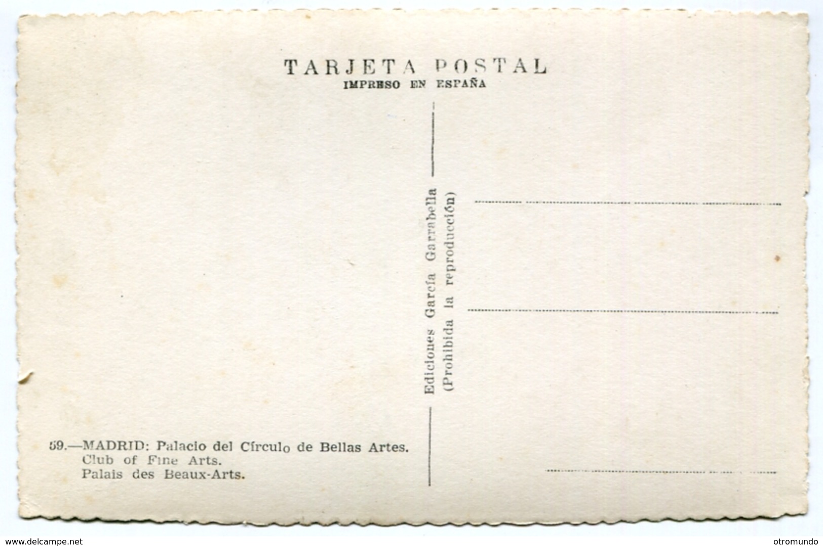 Postal Garcia Garrabella Tram Automovil Car Palacio Circulo Bellas Artes Madrid España - Madrid