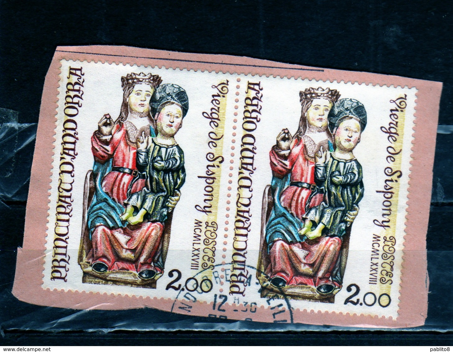 VALLEES D'ANDORRE Français FRENCH ANDORRA FRANCE FRANCESE 1978 VIERGE DE SISPONY VIRGIN 2f USATO USED OBLITERE - Oblitérés