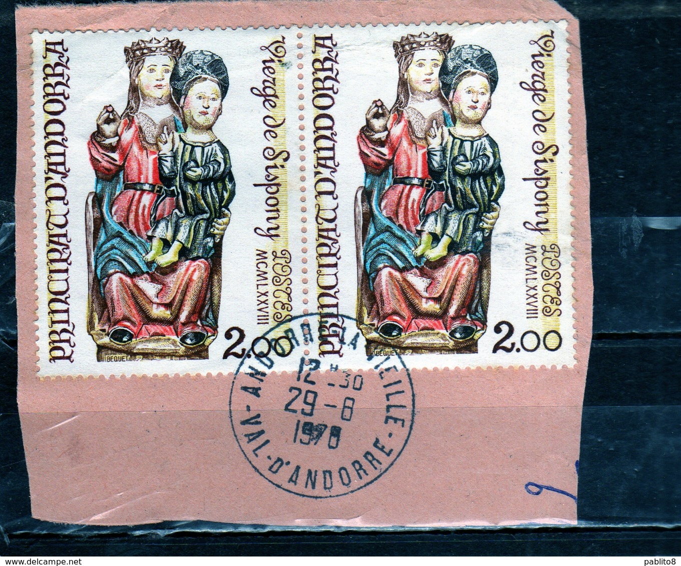 VALLEES D'ANDORRE Français FRENCH ANDORRA FRANCE FRANCESE 1978 VIERGE DE SISPONY VIRGIN 2f USATO USED OBLITERE - Used Stamps