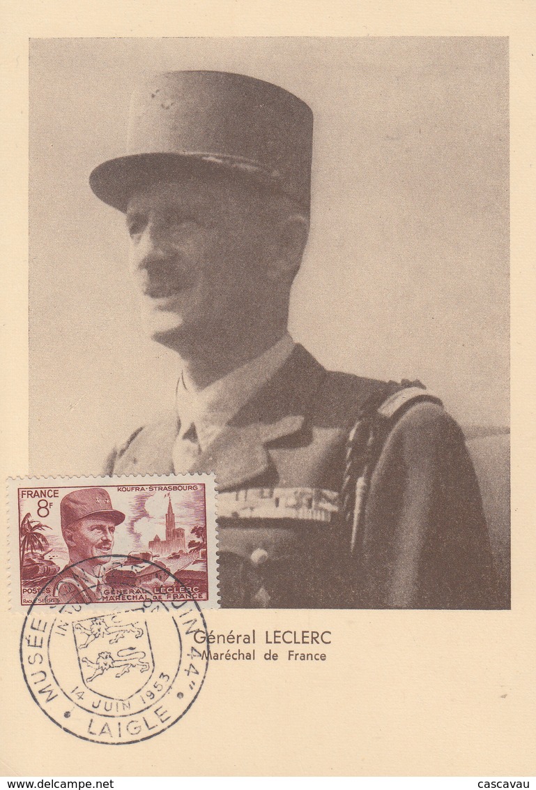 Carte Maximum  1er Jour    FRANCE   Maréchal   LECLERC    LAIGLE   1953 - 1950-1959