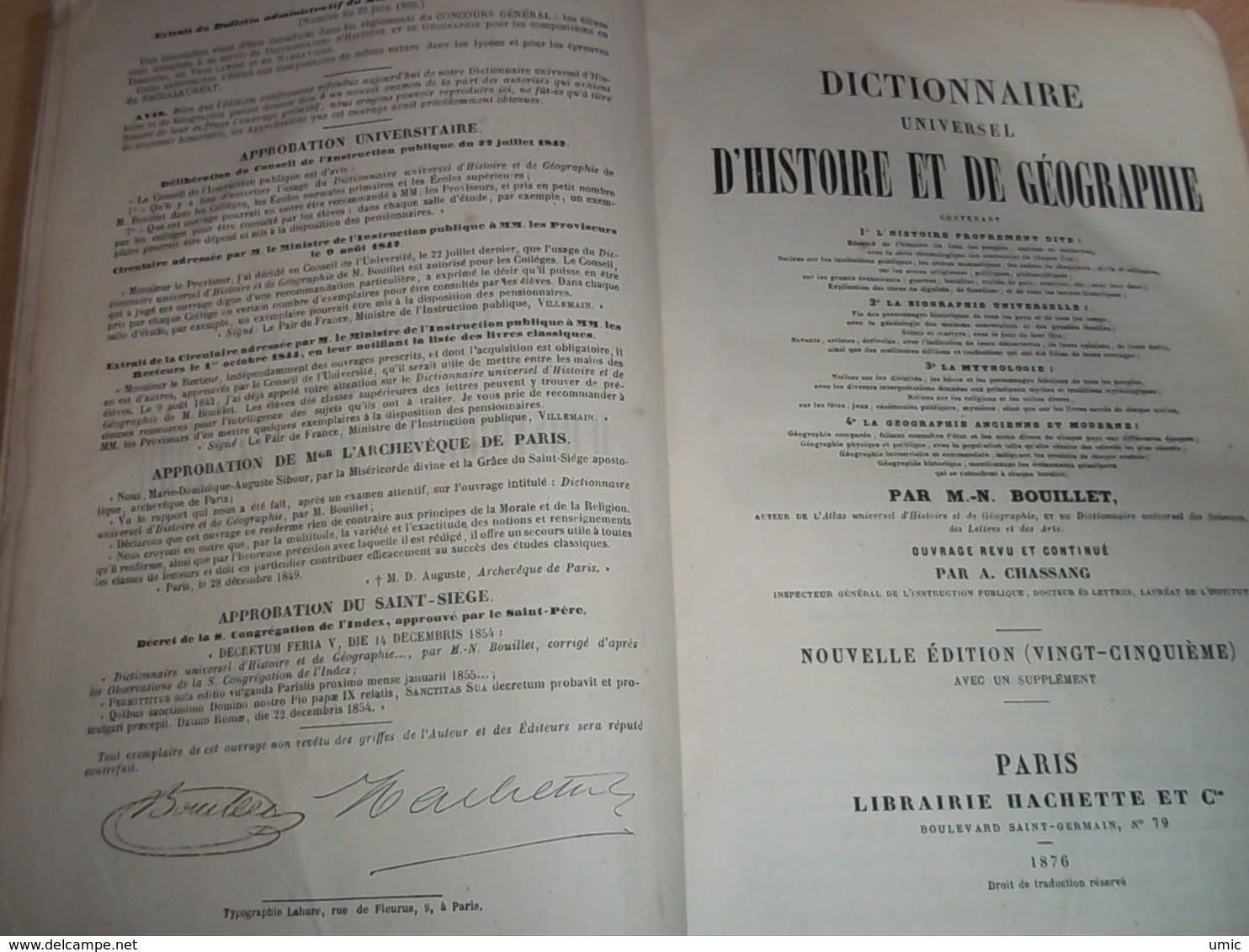 Dictionnaire D'histoire Et De Géographie Par M-N Bouillet 1876 - Géographie