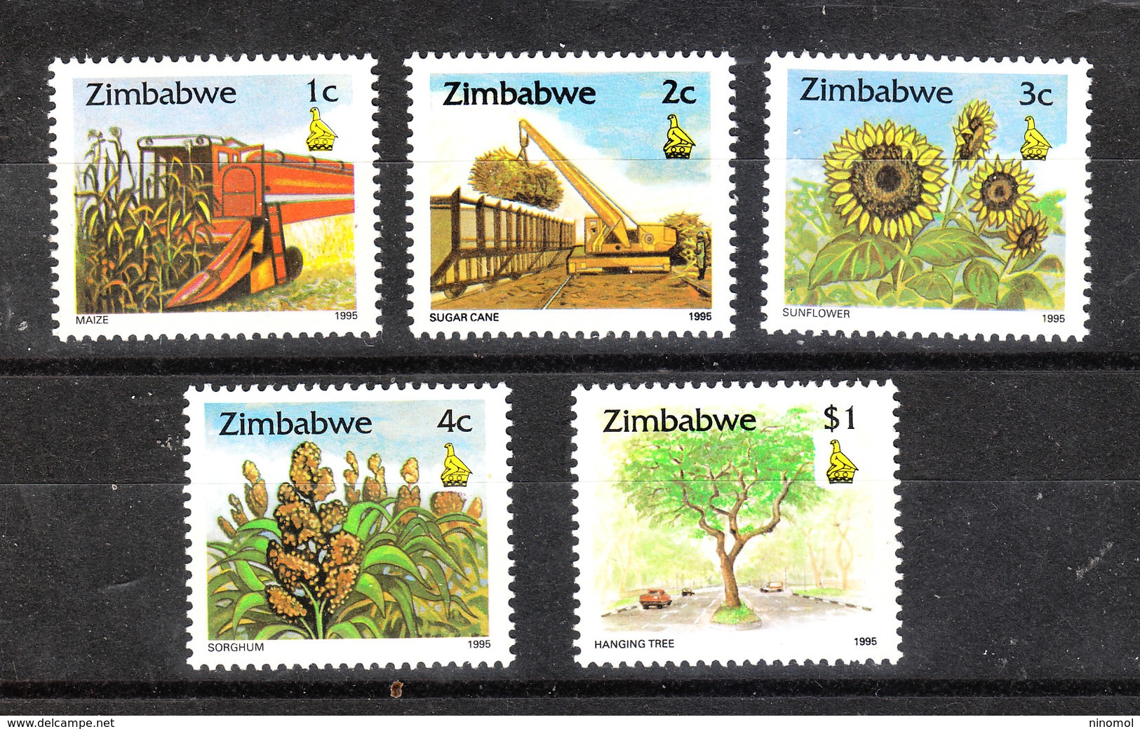 Zimbabwe - 1995. Mais, Canna Zucchero, Girasoli, Sorgo, Albero. Corn, Sugar Cane, Sunflowers, Sorghum, Tree.MNH - Agricultura