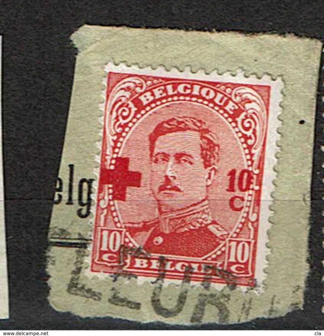 153  Obl  Frgt Griffe Fleurus - 1918 Croix-Rouge