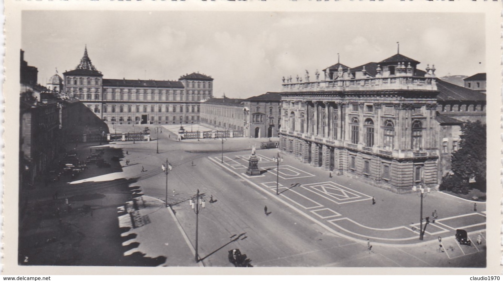 PICCOLA FOTO D' EPOCA DI TORINO - PIAZZA CASTELLO - PALAZZO REALE E PALAZZO MADAMA - Places