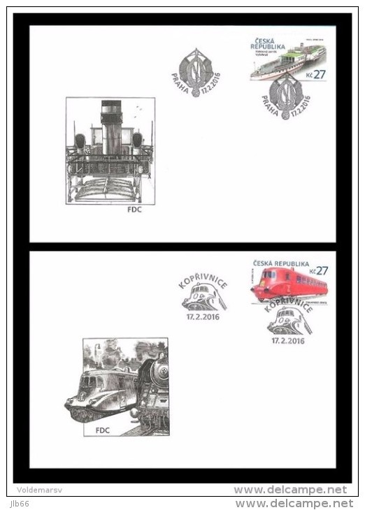 2 FDC Véhicules 2016 : Train Expres "la Flèche Slovaque" Et Bateau à Roue à Aubes "Vysehrad" - FDC