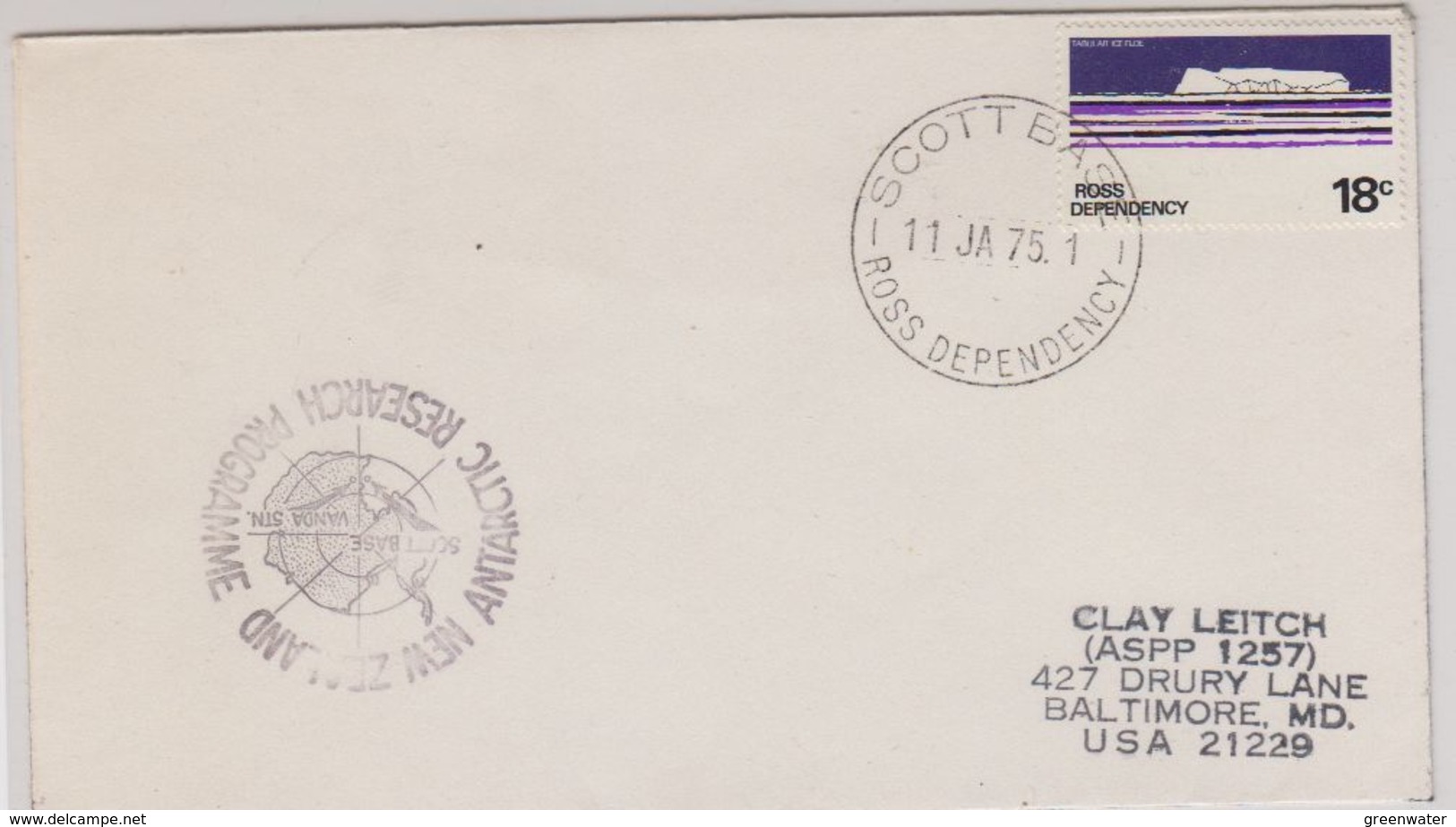 Ross Dependency 1975 Ca New Zealand Antarctic Research Programme Ca 11 Ja 75 Scott Base (40324) - Storia Postale