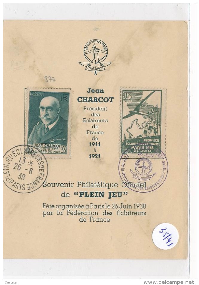 Philatélie -35741 - Souvenir Philatélique Fête "Eclaireurs De France" 1938 -détails Scan(s) ) - Lettres & Documents