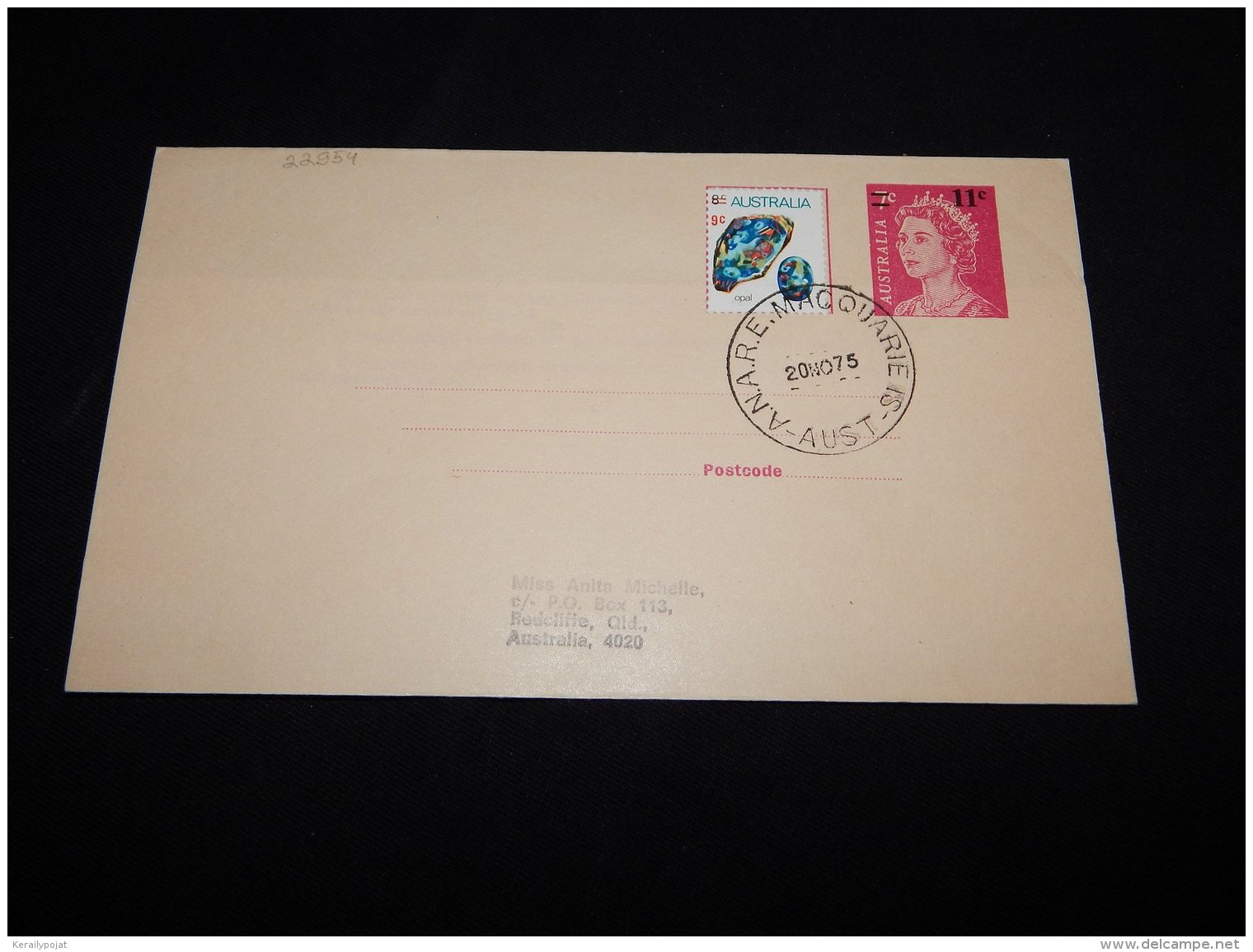 Australia 1975 Macquarie Island 11c Overprint Stationery Envelope__(L-22954) - Postal Stationery