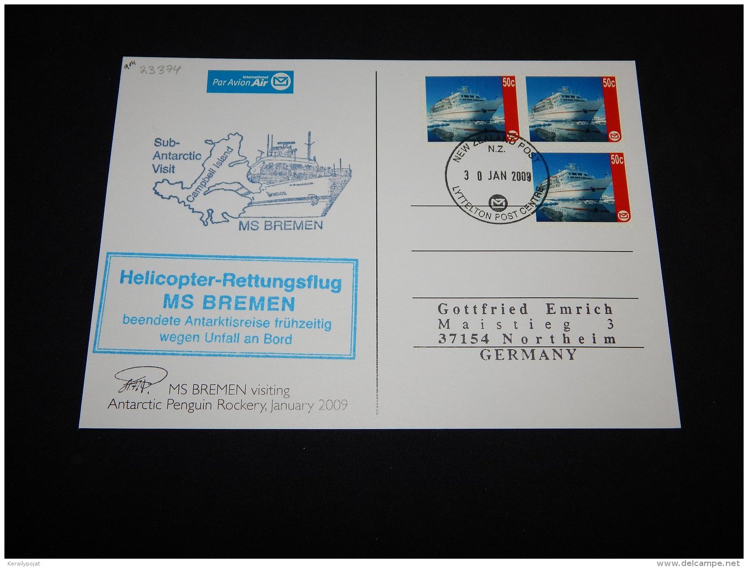 Australia 2009 Helicopter-Rettungsflug MS Bremen Card__(L-23374) - Covers & Documents