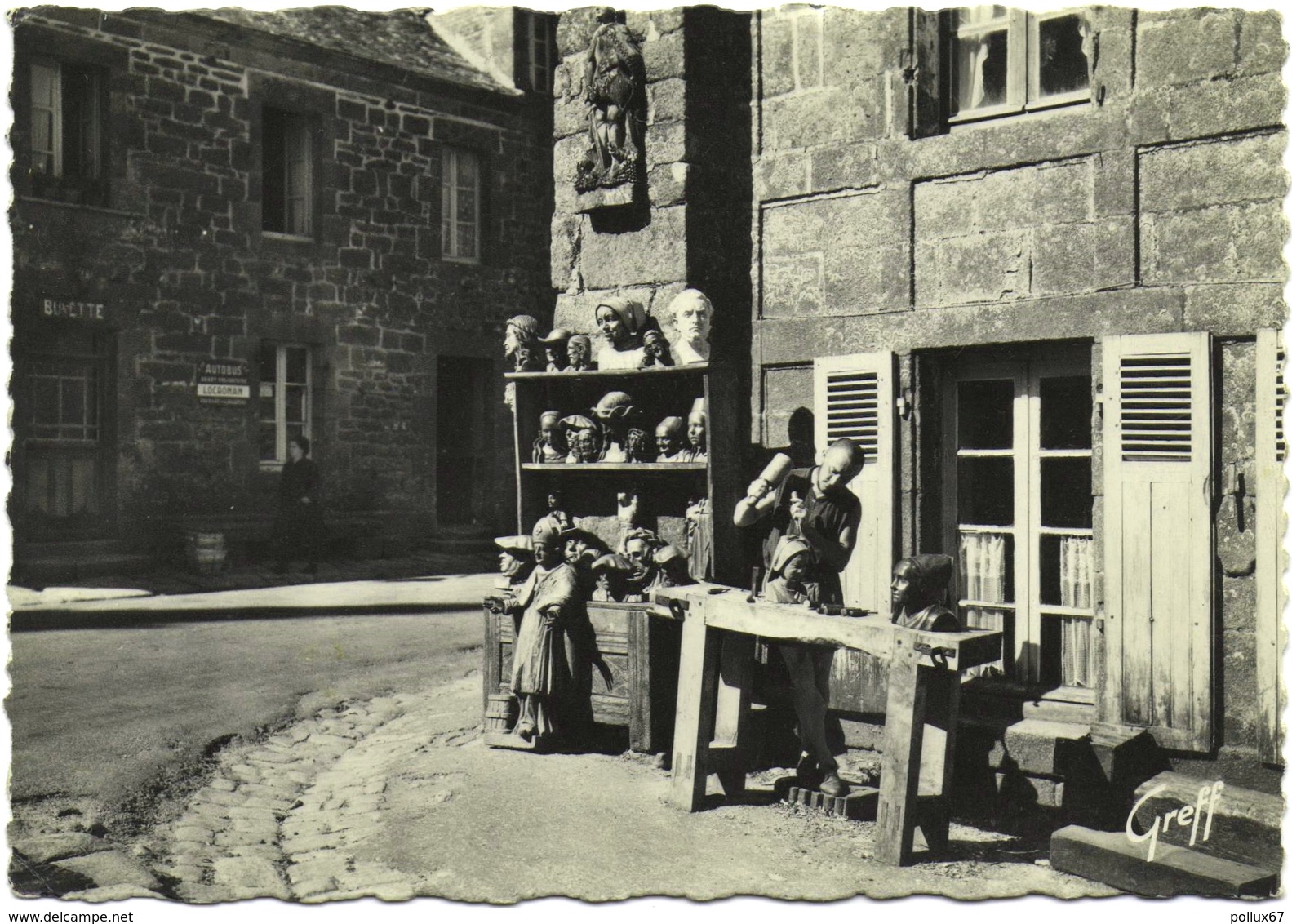 CPSM DE LOCRONAN  (FINISTERE)  SCULPTURES BRETONNES PAR JOB - Locronan