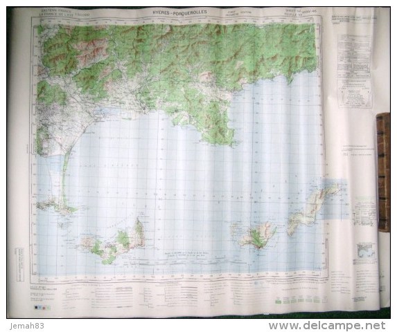 CARTE AU 1/50000eme DE HYERES PORQUEROLLES PUBLIE PAR US ARMY 1944 (COG) - Topographische Karten