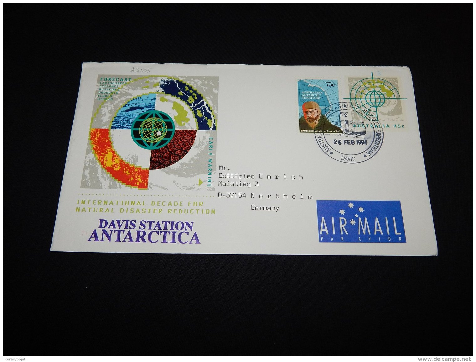 Australian Antarctic Territory 1994 Davis Natural Disaster Cover__(L-23105) - Briefe U. Dokumente