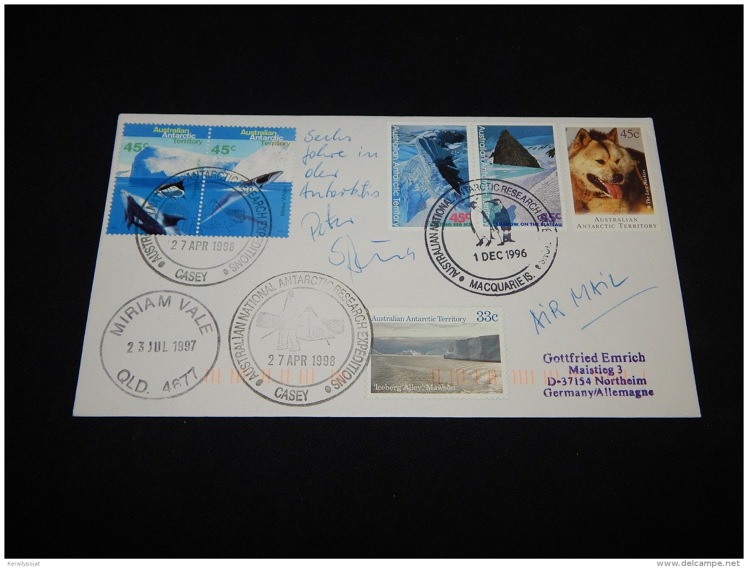 Australian Antarctic Territory 1996 Macquarie Island Miriam Vale Signature Cover__(L-22791) - Lettres & Documents