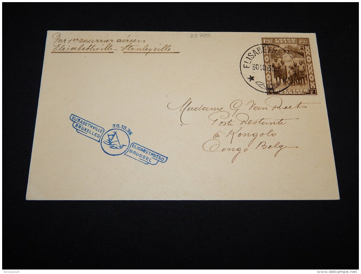 Belgian Congo 1935 Elisabethville Air Mail Cover__(L-23739) - Brieven En Documenten
