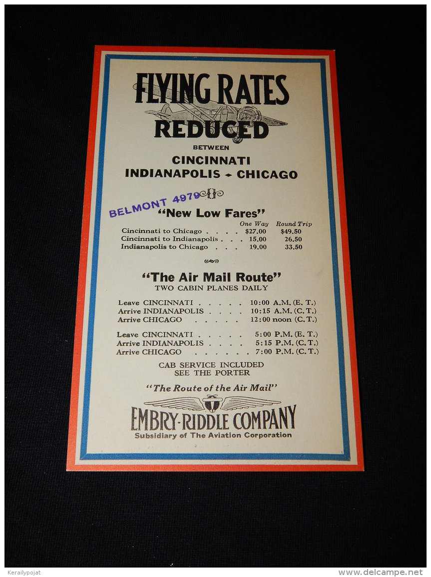 Blotter Flying Rates Cincinnati Indianapolis Chicago__(L-21071) - Transport