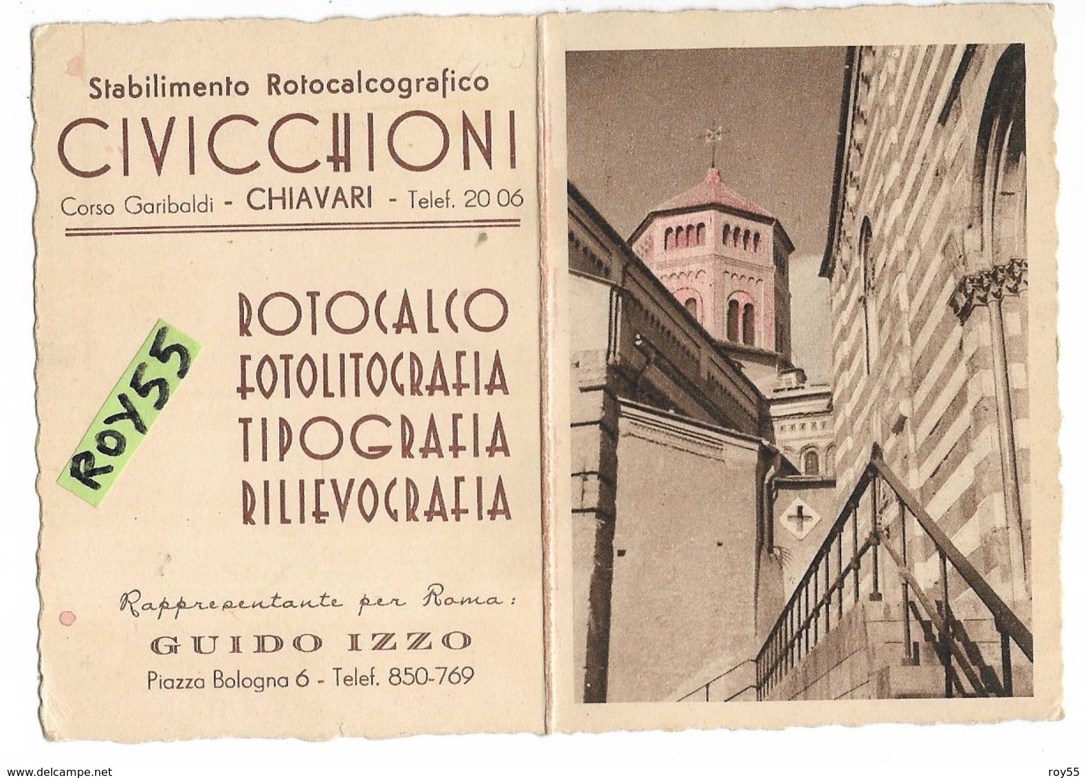 Liguria-genova-chiavari Corso Garibaldi Stabilimento Civicchioni Pubblicita Anni 40 (calendario 1940 Vedi Retro) - Sonstige & Ohne Zuordnung