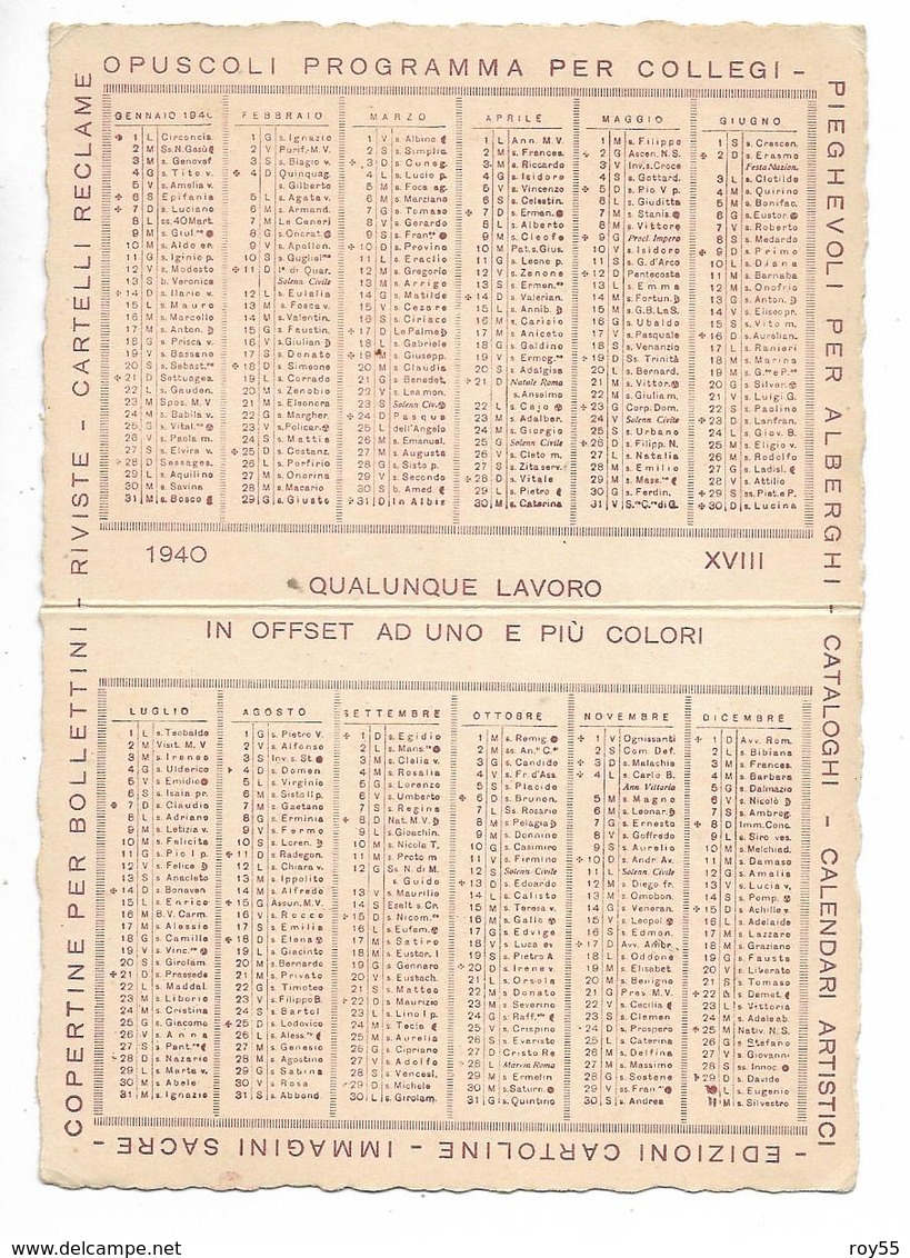 Liguria-genova-chiavari Corso Garibaldi Stabilimento Civicchioni Pubblicita Anni 40 (calendario 1940 Vedi Retro) - Sonstige & Ohne Zuordnung