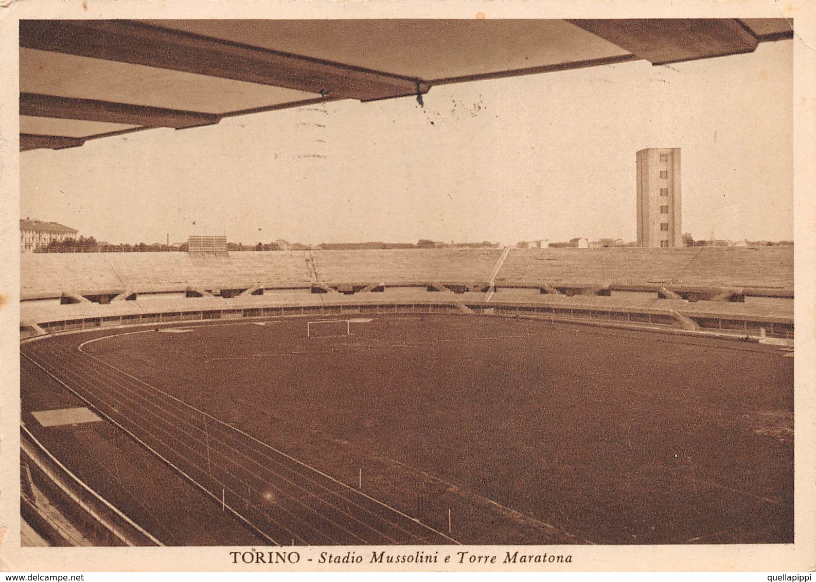 08323 "TORINO - STADIO MUSSOLINI E TORRE MARATONA" ARCH. '900. CART  SPED 1939 - Stadiums & Sporting Infrastructures