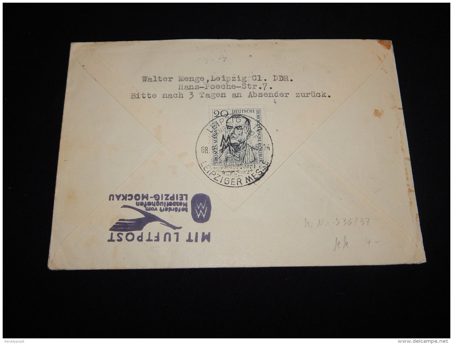 Germany (Democratic Republic) 1956 Leipziger Messe First Flight Cover__(L-20245) - Briefe U. Dokumente