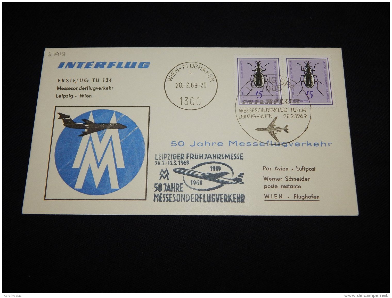 Germany (Democratic Republic) 1969 Interflug Leipzig-Wien Cover__(L-21918) - Cartas & Documentos