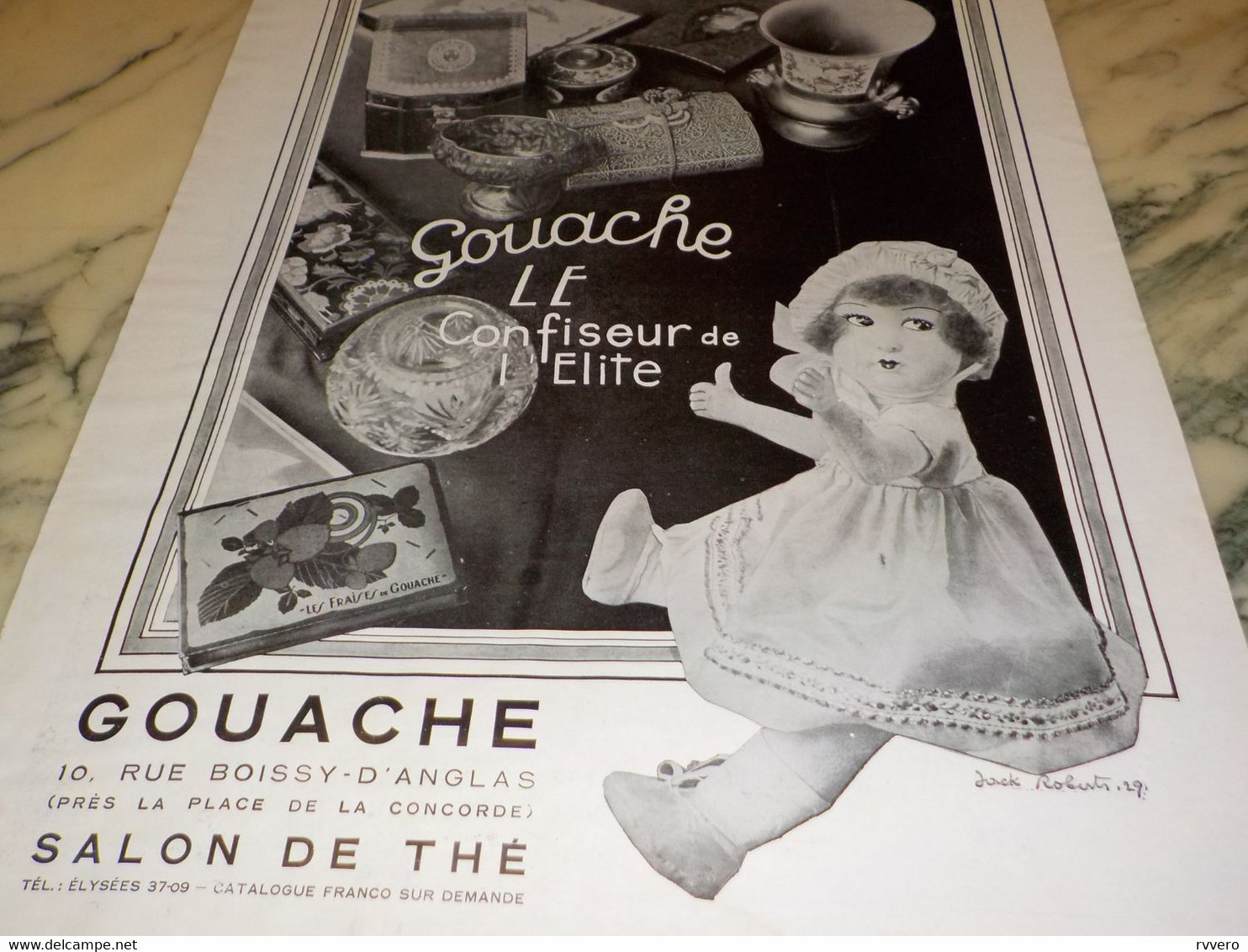 ANCIENNE PUBLICITE CONFISEUR DE L ELITE GOUACHE 1929 - Affiches