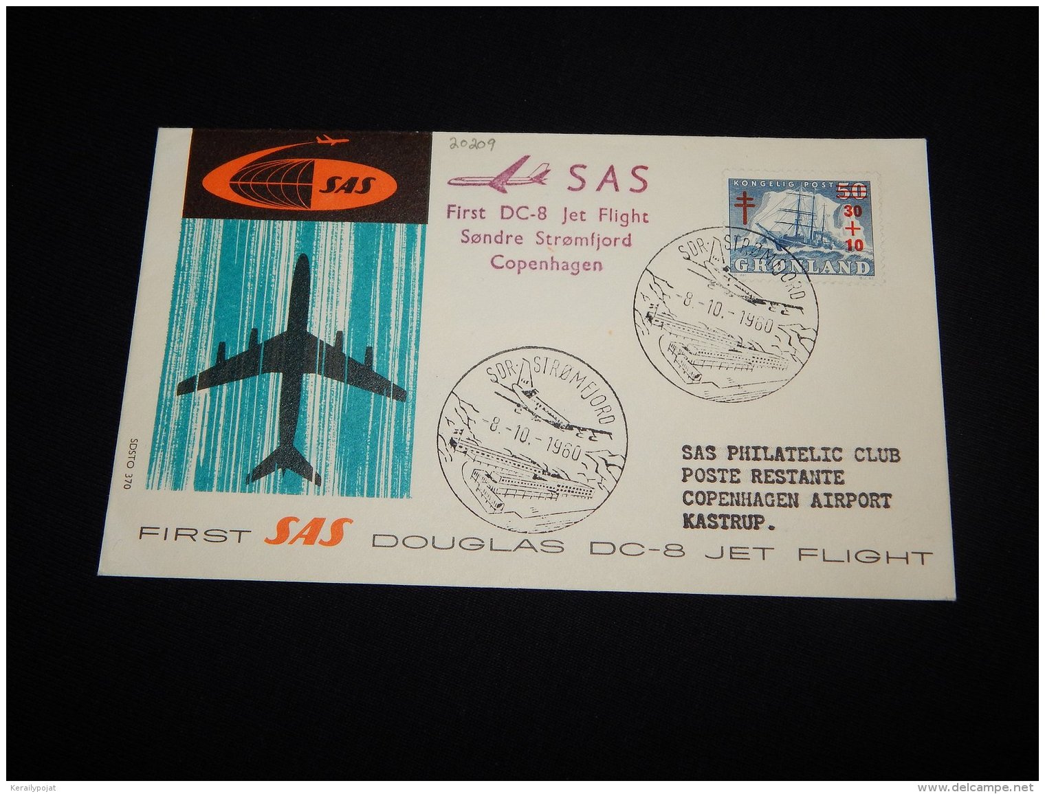 Greenland 1960 SAS First Flight Söndre-Copenhagen__(L-20209) - Cartas & Documentos