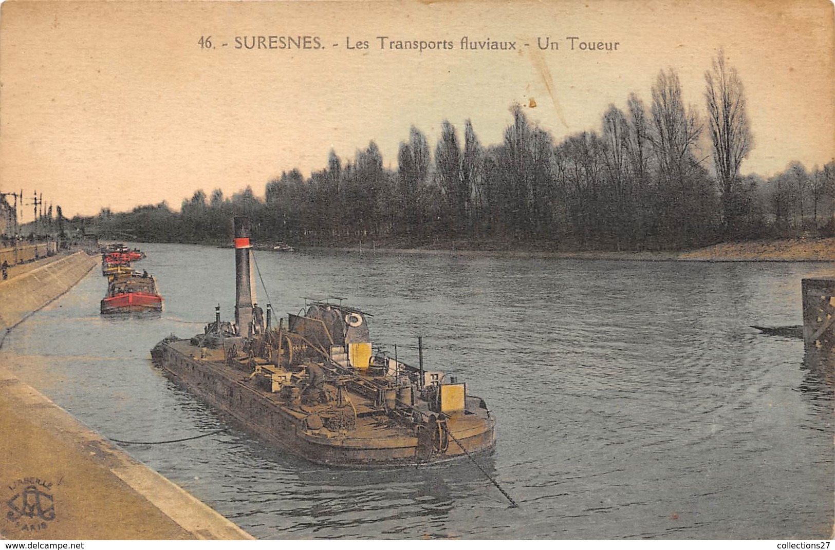 92-SURENES- LES TRANSPORTS FLUVIAUX- UN TOUEUR ( VOIR PENICHE ) - Suresnes