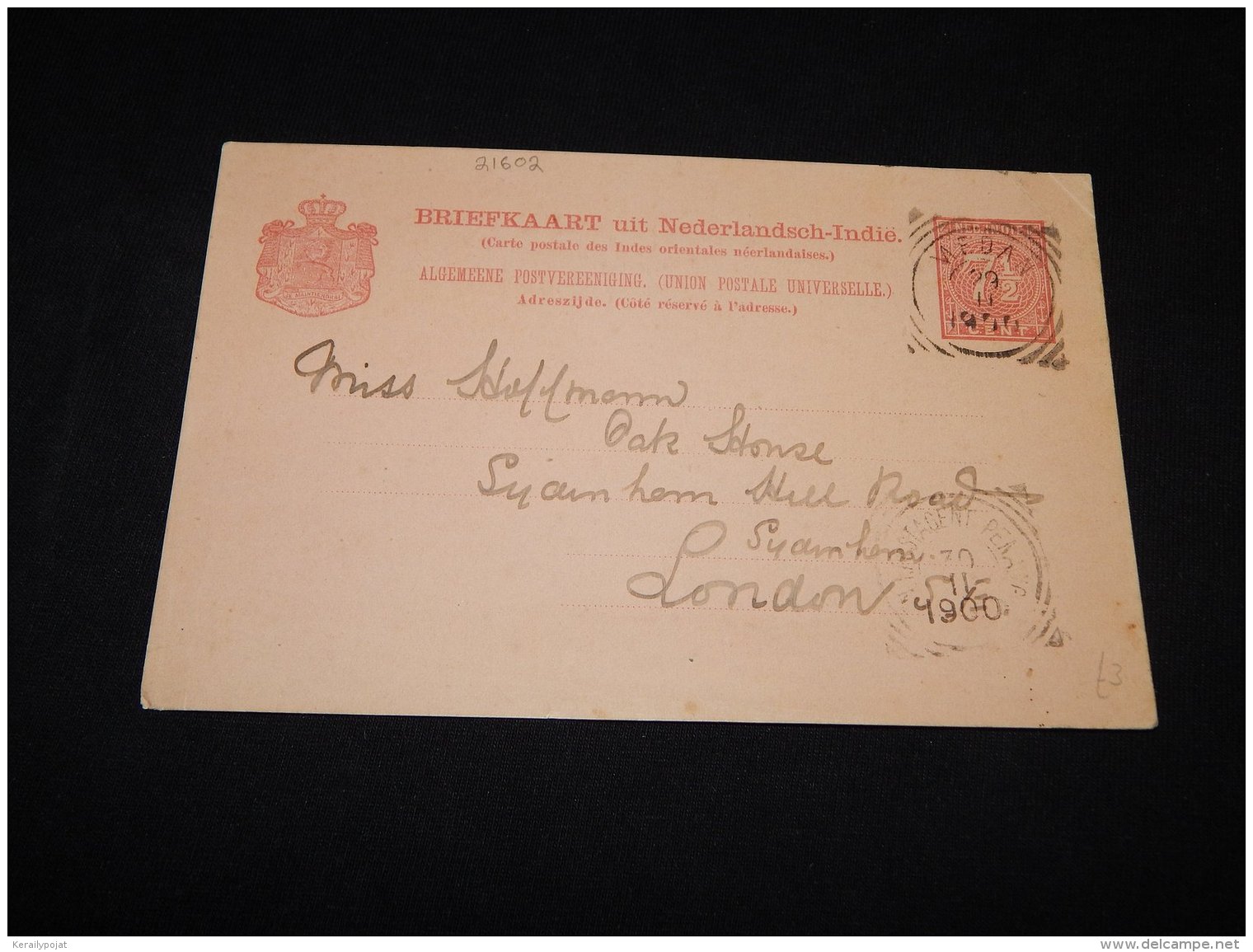 Netherlands Indies 1900 7,5c Red Stationery Card To UK__(L-21602) - Indes Néerlandaises