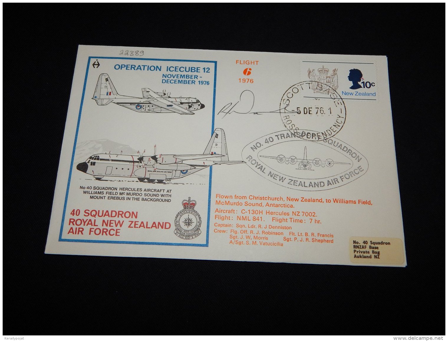 New Zealand 1977 Operation Icecube 12 Flight 6 Cover__(L-22389) - Briefe U. Dokumente