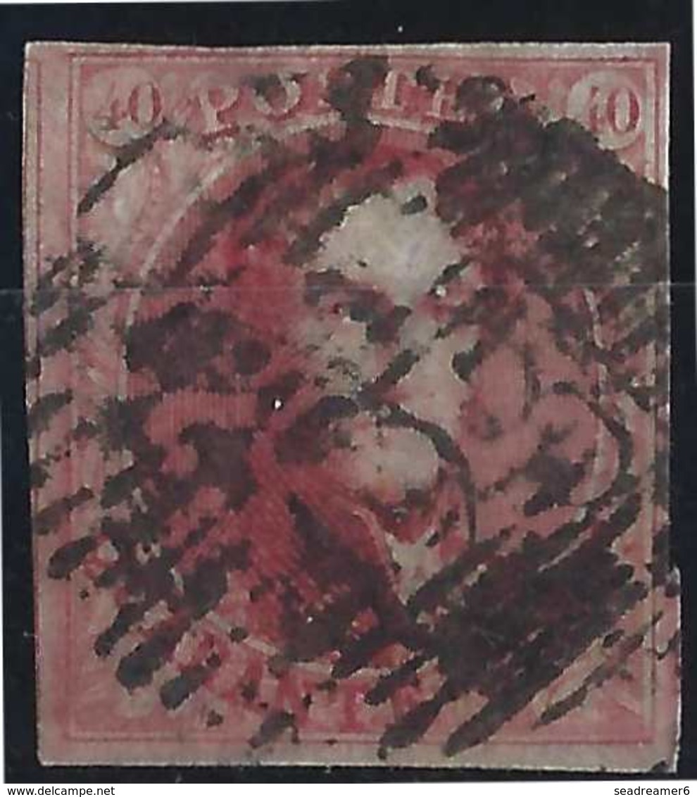 BELGIQUE N°5, 40c Carmin Oblitéré GC 23 TTB - 1849-1850 Medaillen (3/5)