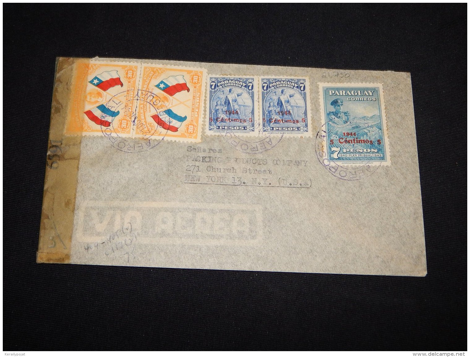 Paraguay 1944 Censored Cover To USA__(L-21750) - Paraguay