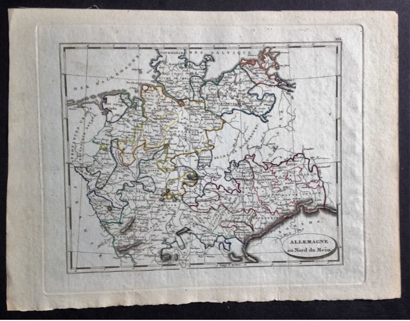 Carte Géographique Ancienne Allemagne Au Nord Du Mein, Carte Gravée, Non Imprimée - Cartes Géographiques