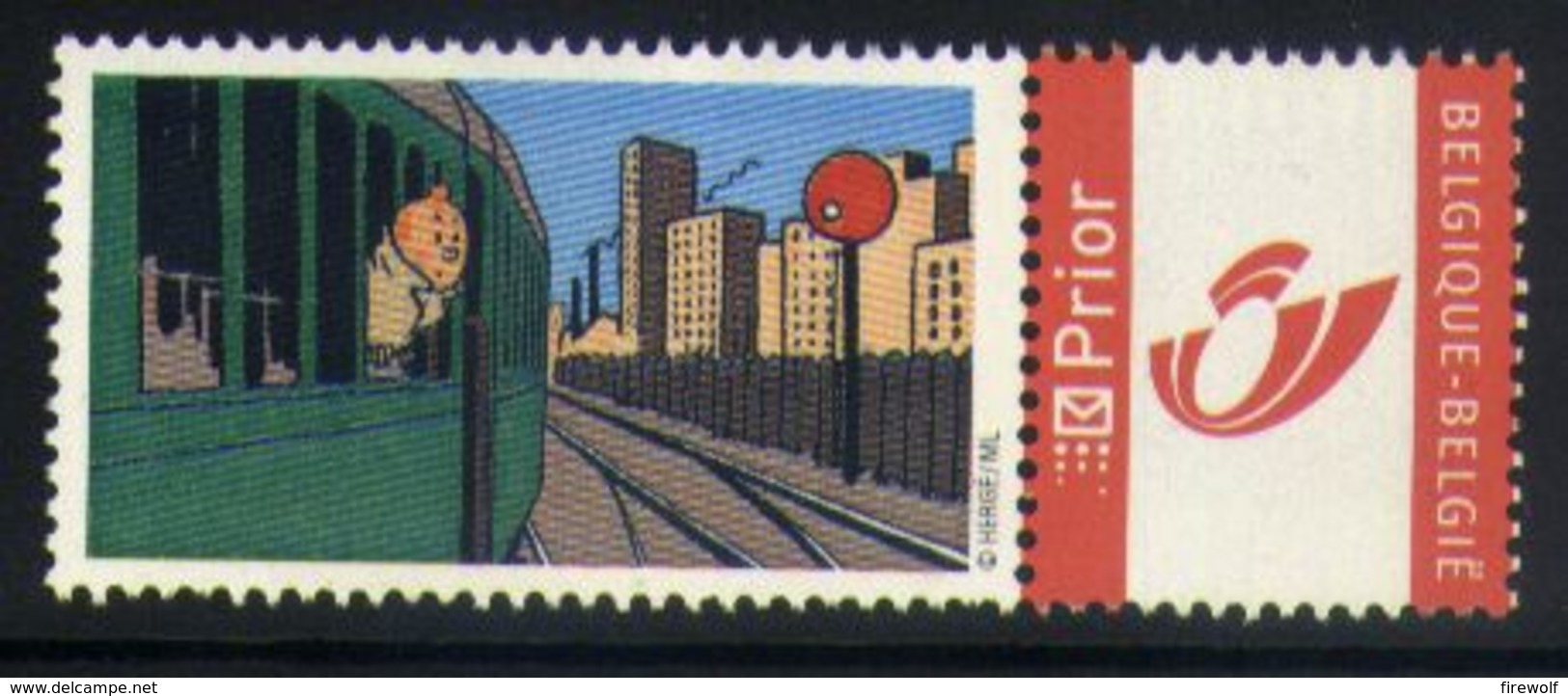 E11 - Belgium - Personalized Stamp - Tintin On Train - Railways Trains Comics - Eisenbahnen