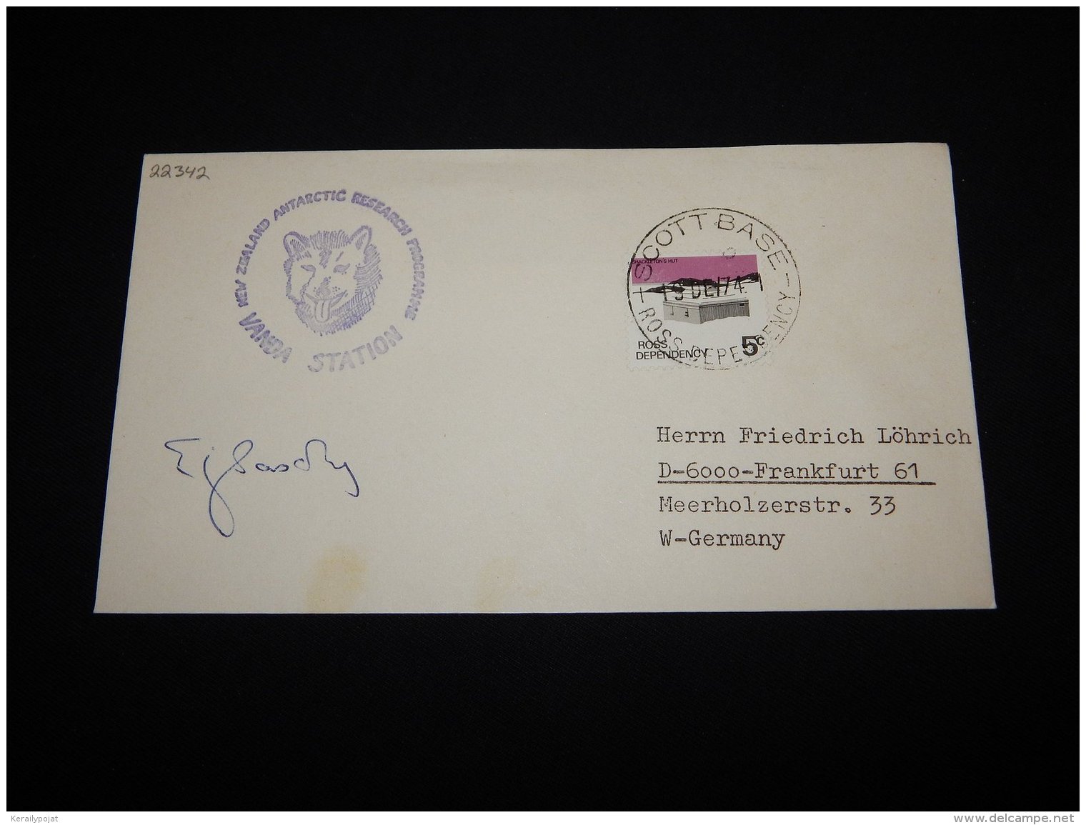 Ross Dependency 1974 Vanda Station Signature Cover__(L-22342) - Lettres & Documents