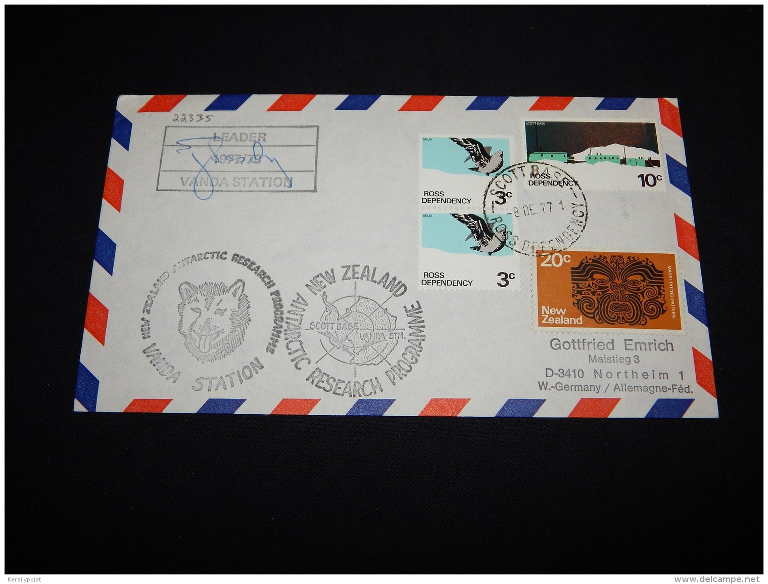 Ross Dependency 1977 Leader Vanda Station Signature Cover__(L-22335) - Storia Postale