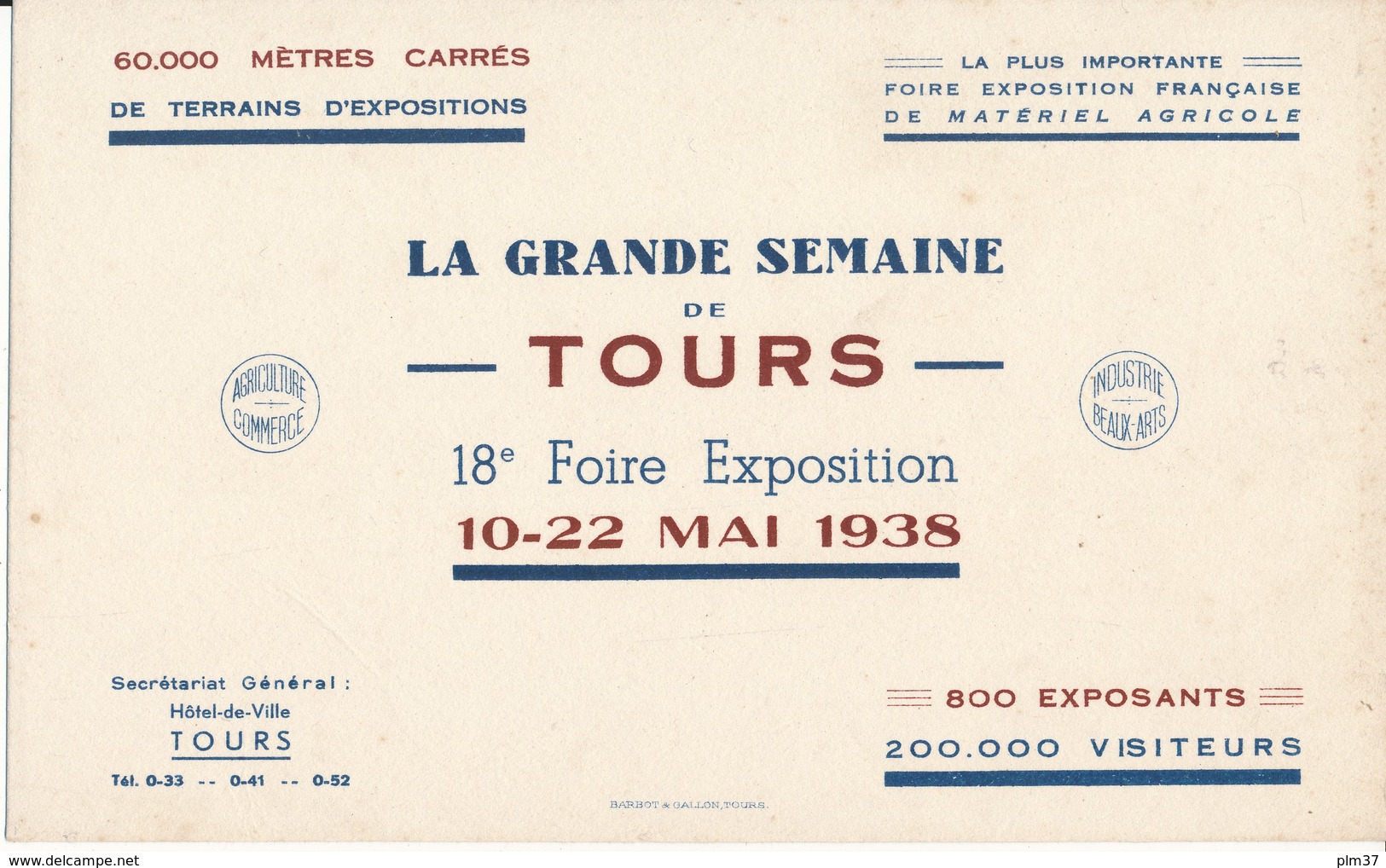 BUVARD - TOURS, Indre Et Loire - La Grande Semaine De Tours 1938 - Paints