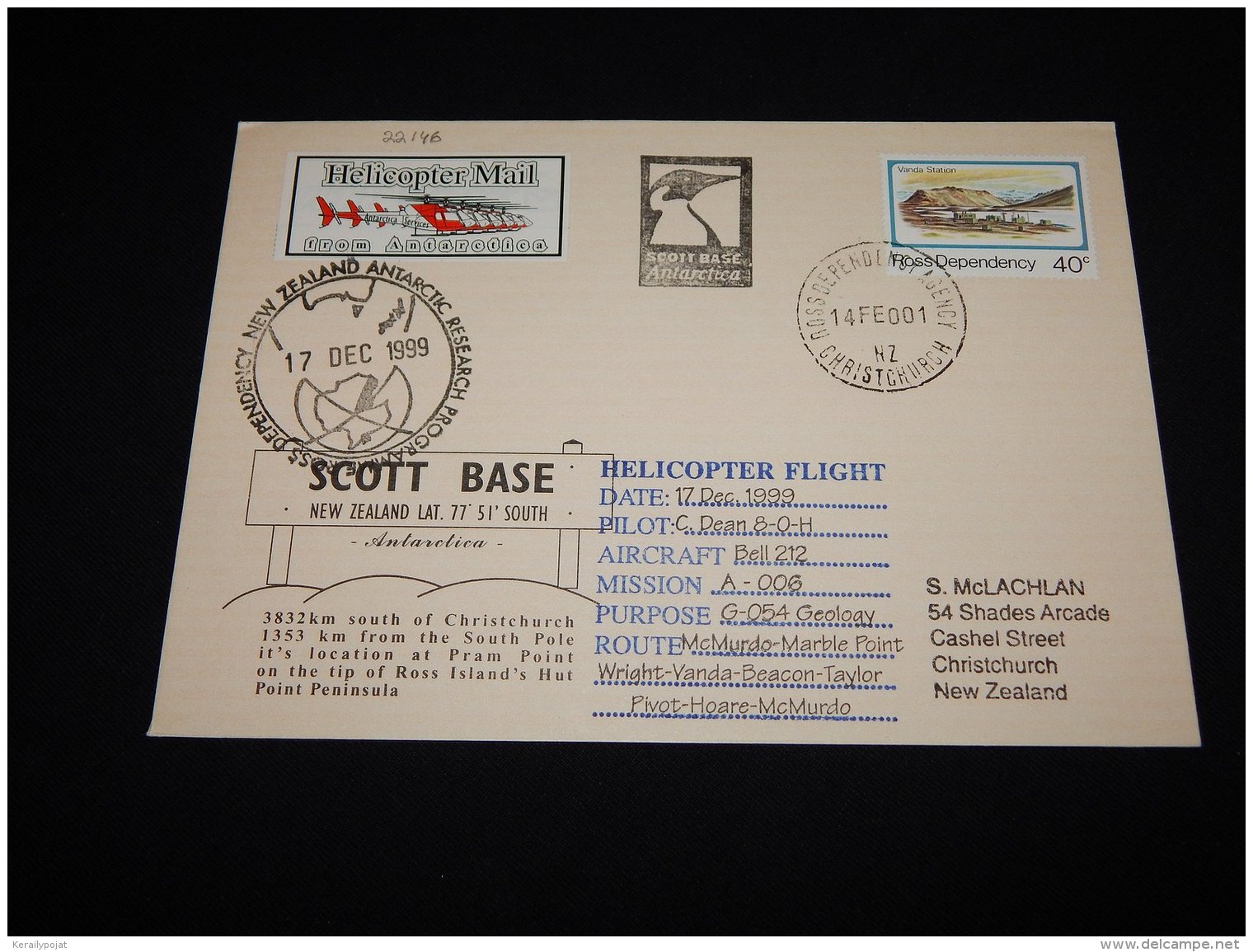 Ross Dependency 2001 Helicopter Mail Cover__(L-22146) - Storia Postale