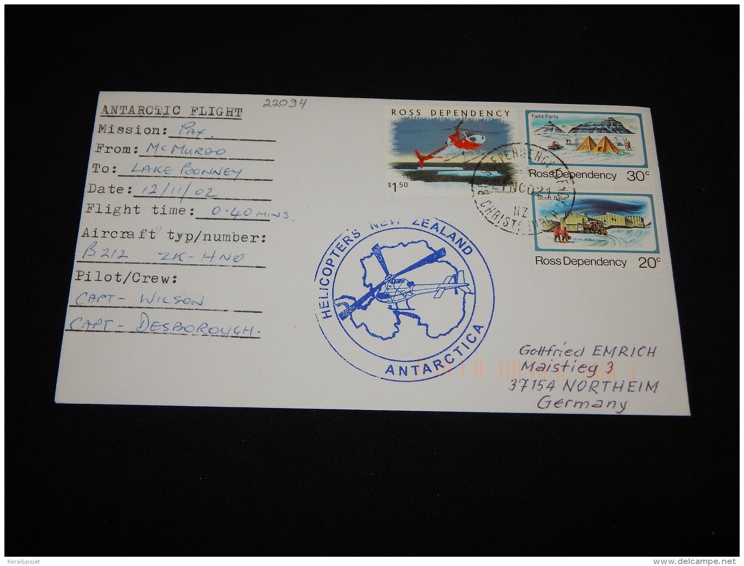 Ross Dependency 2002 Helicopters New Zealand Cover__(L-22094) - Storia Postale