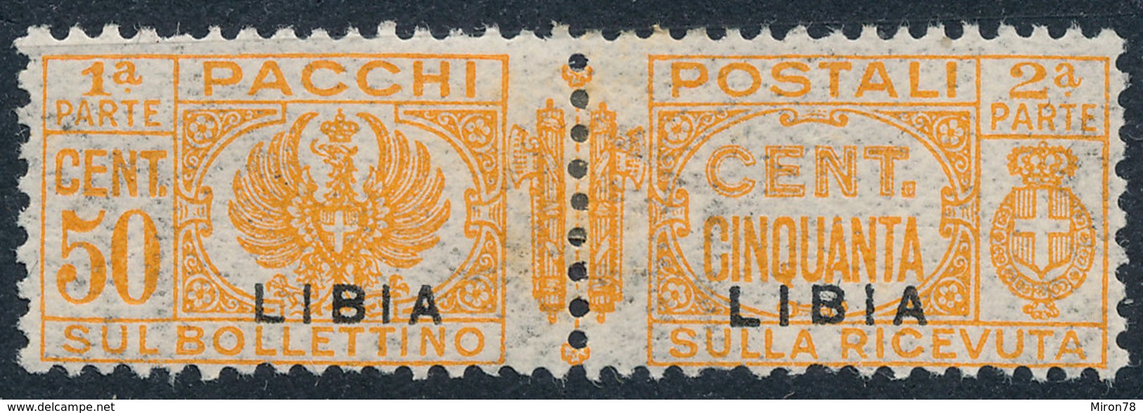 LIBIA - 1927 PACCHI POSTALI FASCIO 50 CENT. NUOVO MH SASSONE N. 17 - Libia